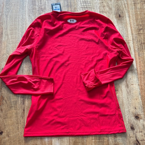 Under Armour Women's Bright Red Long Sleeve HEAT GEAR compression Tee shirt - Picture 5 of 5